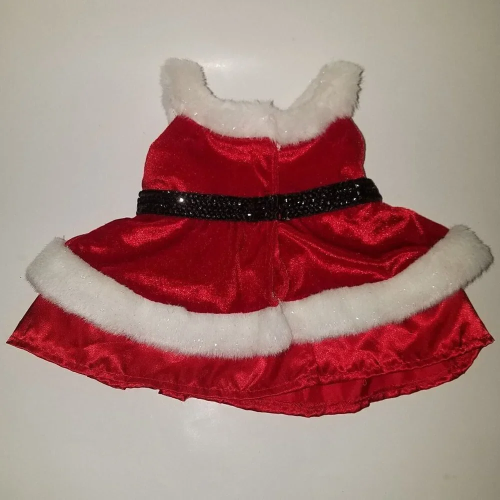BABW Brown Girl Reindeer Plush Wearing Red Santa Dress Build-A-Bear Christmas